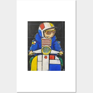 Retro Scooter, Classic Scooter, Scooterist, Scootering, Scooter Rider, Mod Art Posters and Art